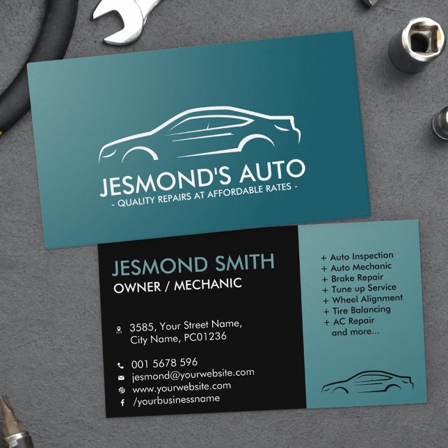 Auto Silhouette - Car Mechanic  Business Card (Creator Uploaded)