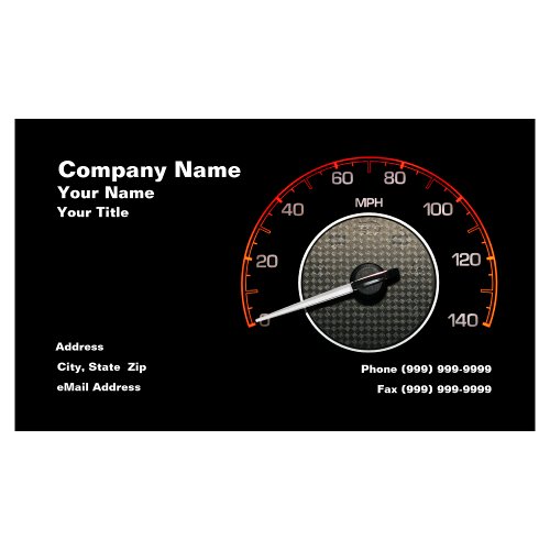 Auto Speedometer Against Black Background Business Card