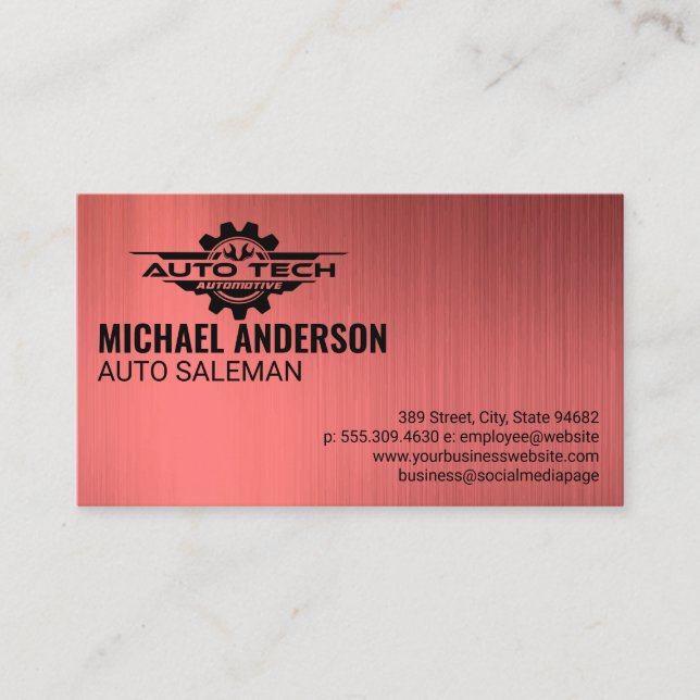 Auto Tech Logo | Wrenches Business Card (Front)