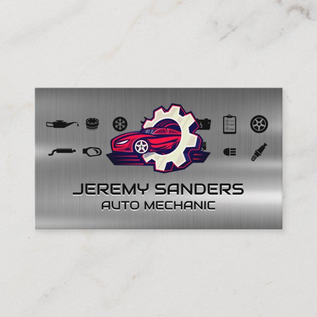 Auto Tech Repair Logo | Car Services Business Card (Front)