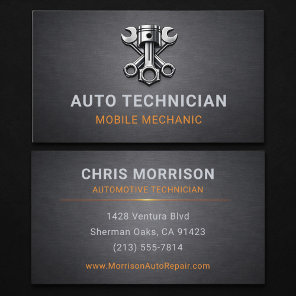 Auto Technician Tech Mechanic Metallic Business Card