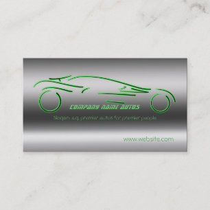 Auto trade Car - Green Sportscar on steel-effect Business Card