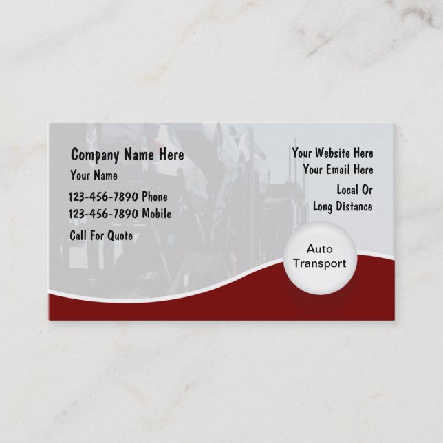 Auto Transport Business Cards (Front)