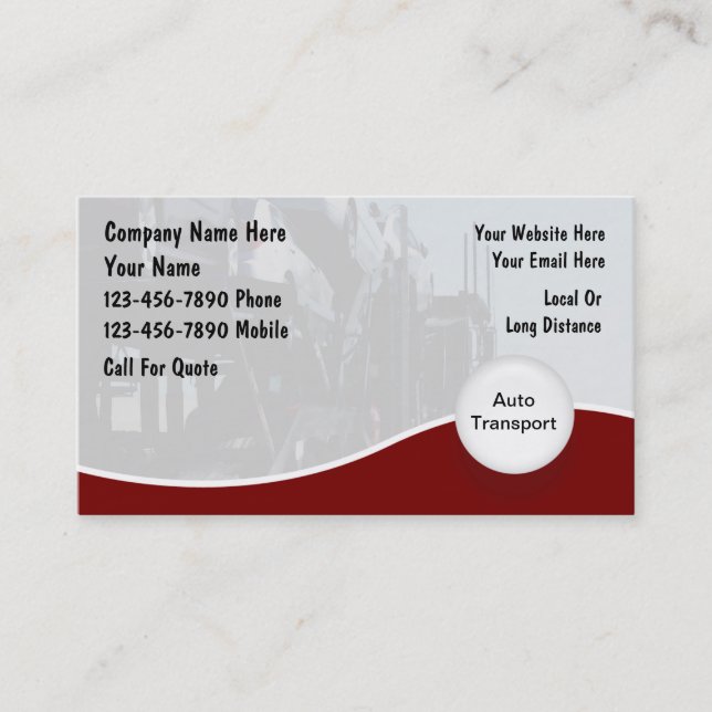 Auto Transport Business Cards (Front)