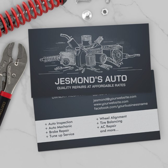Auto Vehicle Repair - Mechanic  Business Card (Creator Uploaded)