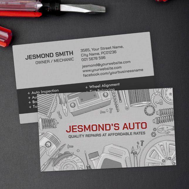 Auto Vehicle Repair - Mechanic  Business Card (Creator Uploaded)