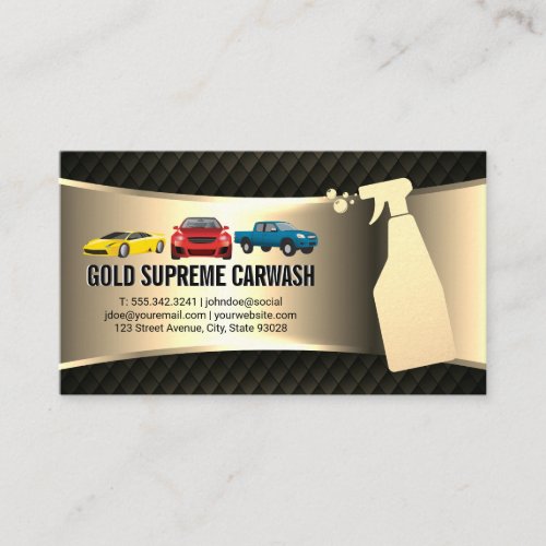 Auto Wash Cleaning Service Gold Metallic  Business Card