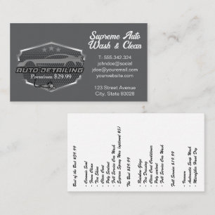 Auto Wash Detailing Cleaning Service Business Card