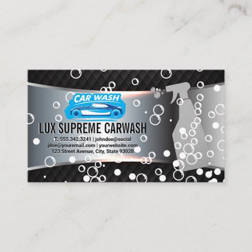 Auto Wash Logo  Spray Bottle  Soap Bubbles Business Card