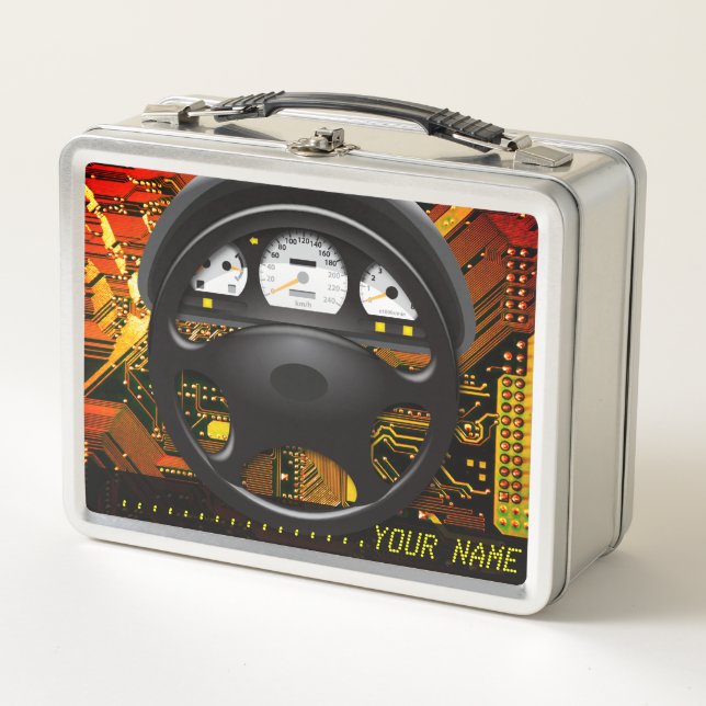Auto Wheel 2 Stainless Lunch Box (Front)