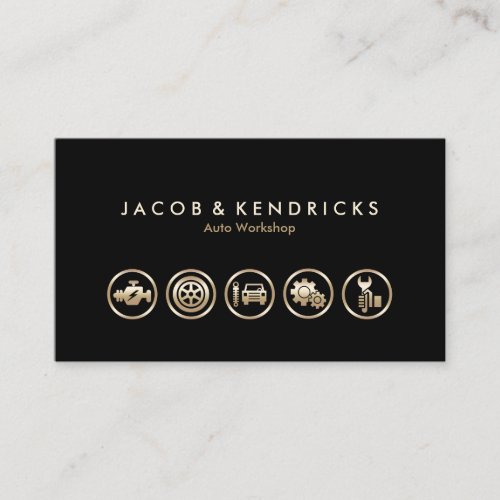 Auto Workshop Gold Icons BusinessCard Business Card