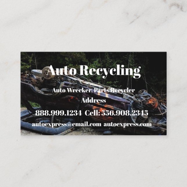 Auto Wrecker, Parts Recycler Black Classic Custom Business Card (Front)