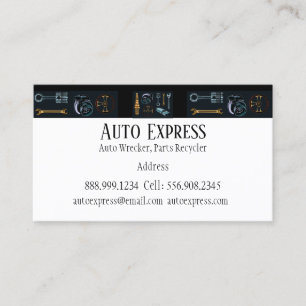 Auto Wrecker, Parts Recycler Black Classic Custom Business Card