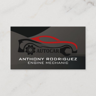 Auto Wrench Car Black Gloss Style Business Card