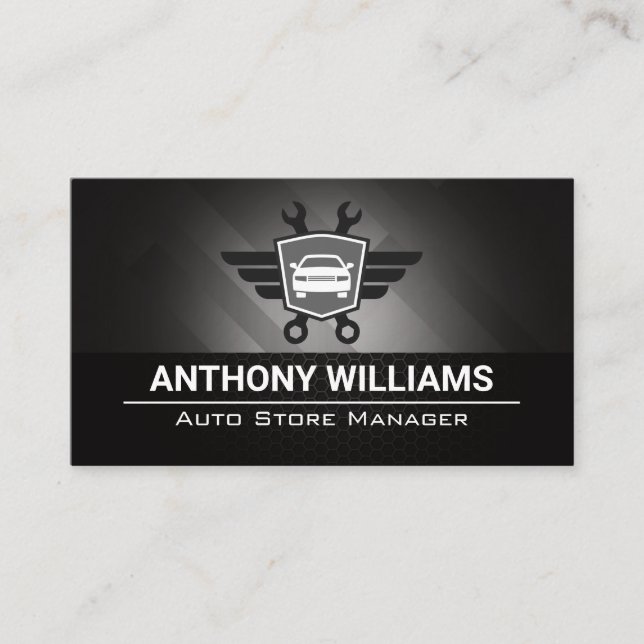 Auto Wrenches Logo | Metallic Carbon Fiber  Business Card (Front)