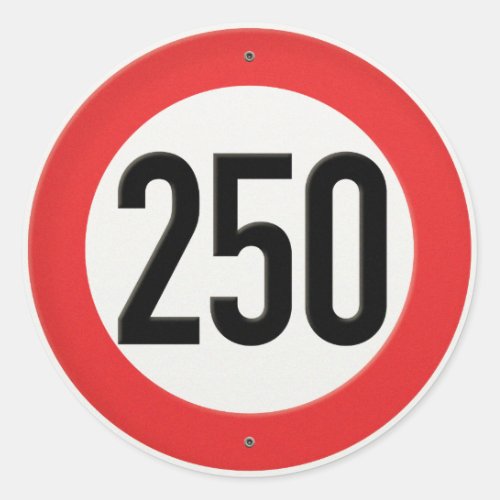 Autobahn Europe 250 kph Speed Sign Classic Round Sticker