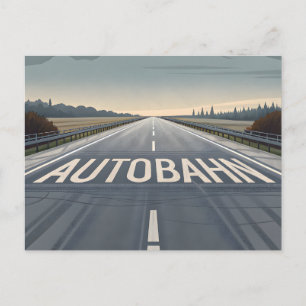 Autobahn Infinite Road Perspective Art Postcard