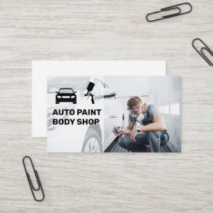 Autobody Paint Shop   Worker Painting Car Business Card