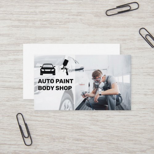 Autobody Paint Shop  Worker Painting Car Business Card