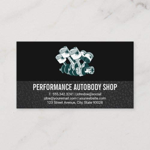 Autobody  Performance  Piston Car Engine Business Card