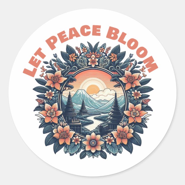 Autocollant Let Peace Bloom Classic Round Sticker (Front)