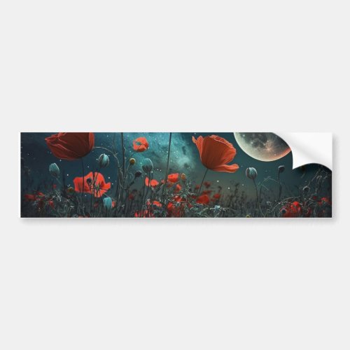 Autocollant pour voiture _ Coquelicots Nocturnes Bumper Sticker