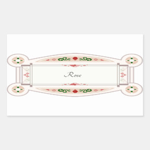 Autocollant rétro avec étiquette rose rectangular sticker