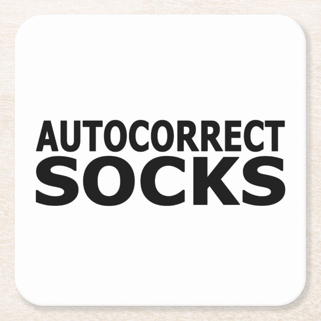 Autocorrect Socks Square Paper Coaster (Front)