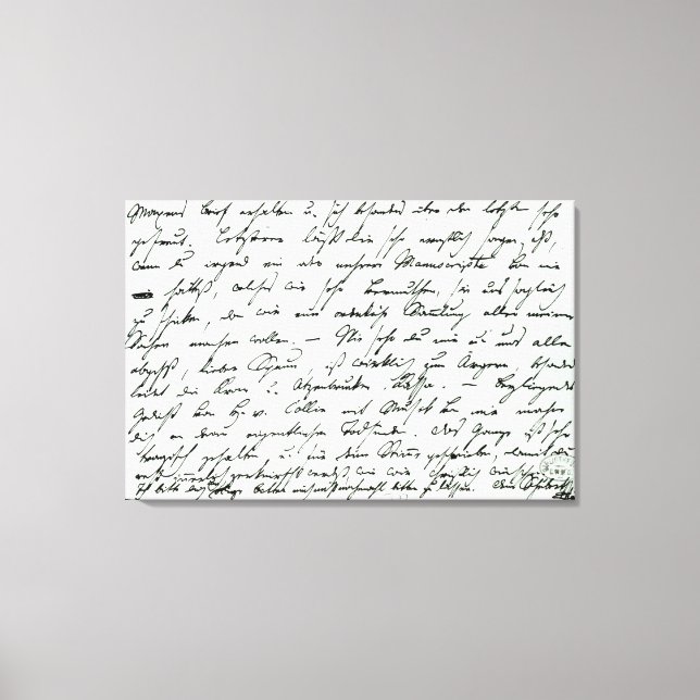 Autograph letter from Franz Schubert Canvas Print (Front)