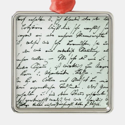 Autograph letter from Franz Schubert Metal Ornament
