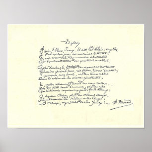 Autograph manuscript of Voyelles (Rimbaud) Poster