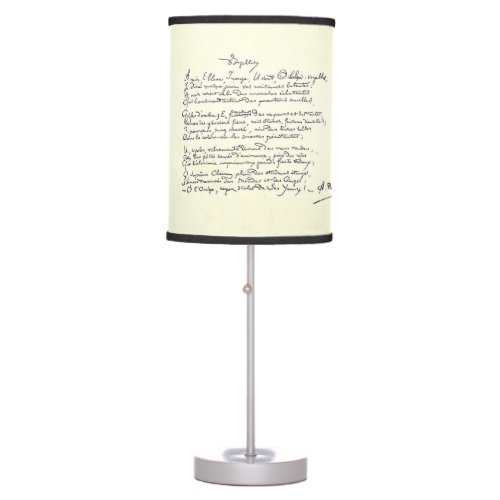 Autograph manuscript of Voyelles Rimbaud Table Lamp