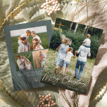 Autograph | Merry Christmas Vertical Photo Holiday Card<br><div class="desc">Send holiday greetings to friends and family in chic style with our elegant photo cards. Design features your favorite vertical or portrait oriented photo with "Merry Christmas" overlaid along the bottom in white hand lettered script. Personalize with your family name and the year in the lower right corner, and add...</div>