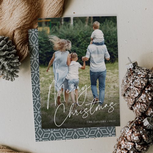 Autograph  Merry Christmas Vertical Photo Holiday Card