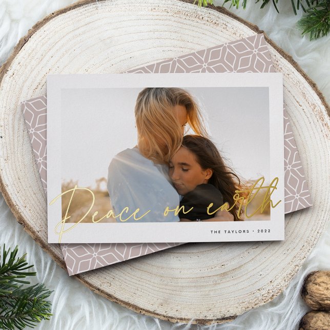 Autograph | Peace on Earth Photo Foil Holiday Card (Creator Uploaded)