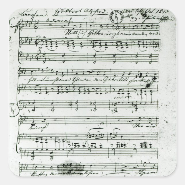Autograph score for the lied 'Hektors Abschied' Square Sticker (Front)