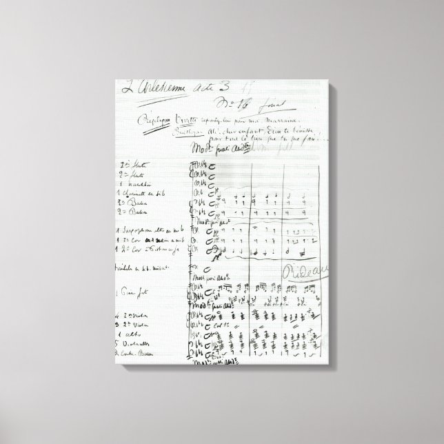 Autograph Score of Act III Canvas Print (Front)