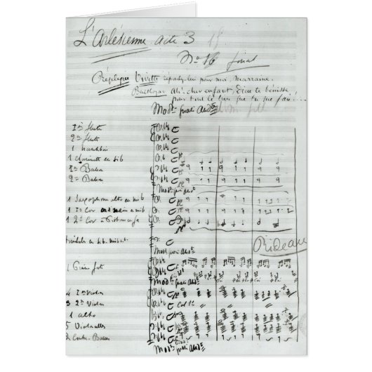 Autograph Score of Act III Cards (Front)