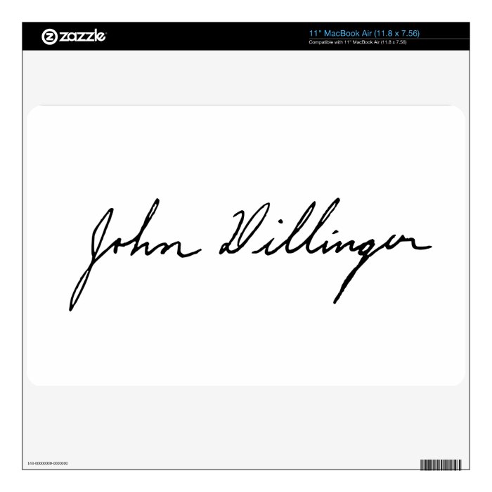 Autograph Signature of John Dillinger Decal For 11" MacBook Air