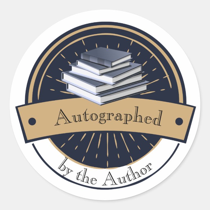 Autographed by the Author, Stack of Books Classic Round Sticker