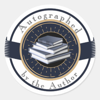 Autographed by the Author, Stack of Books, Classic Round Sticker