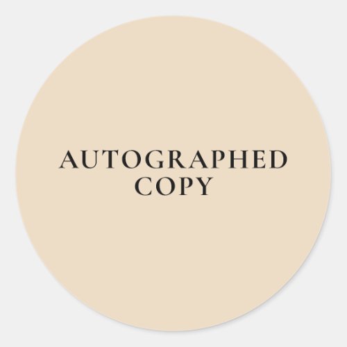 Autographed Copy Beige Sticker