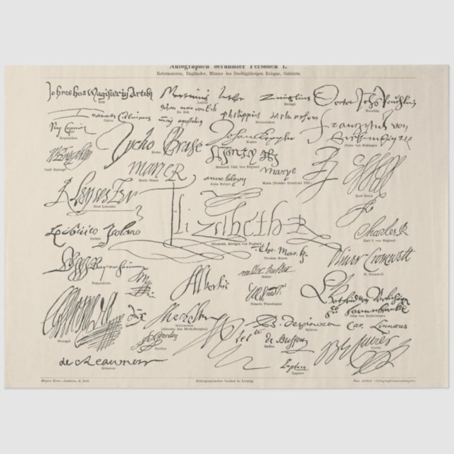 Autographs of Famous People Handwritten Script Tissue Paper (Front)