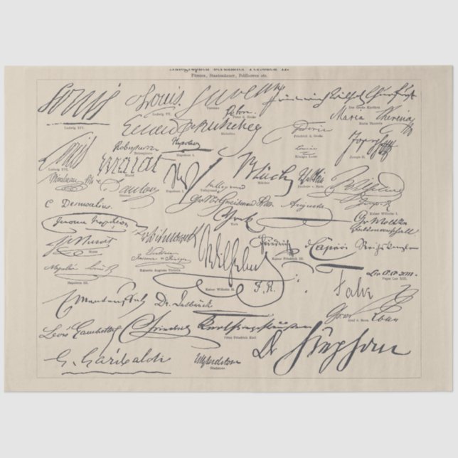 Autographs of Famous People II Script Tissue Paper (Front)