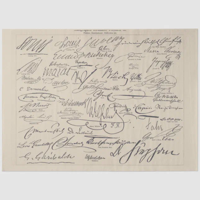 Autographs of Famous People II Script Tissue Paper | Zazzle