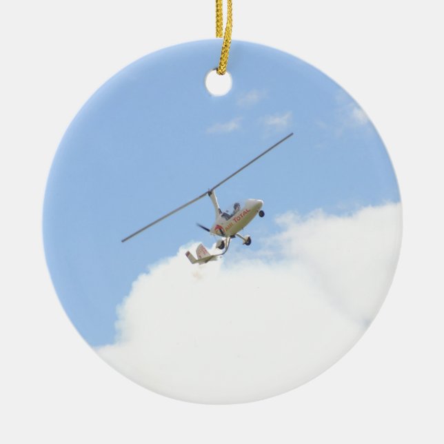Autogyro In Flight Ceramic Ornament (Front)