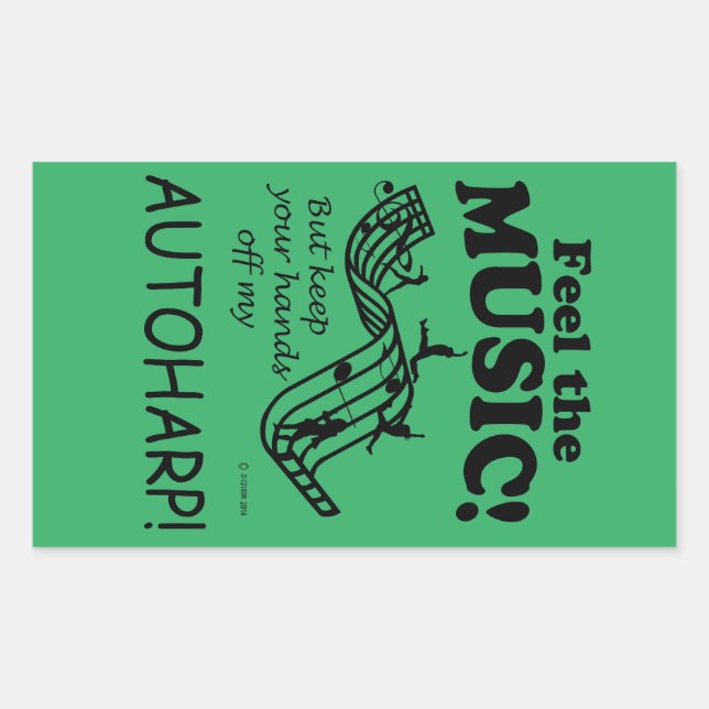 Autoharp Feel The Music Rectangular Sticker (Front)
