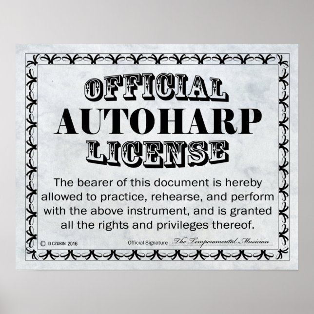 Autoharp License Poster (Front)