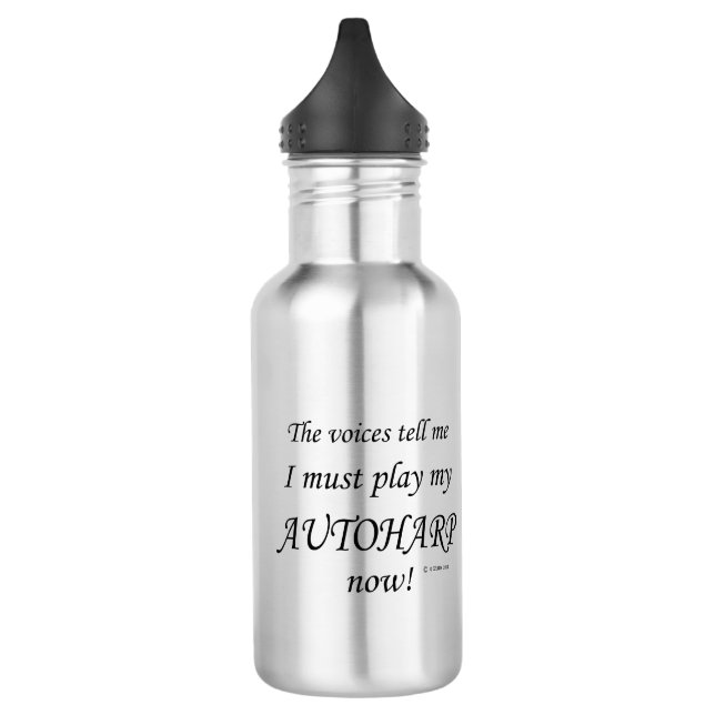 Autoharp Voices Say Must Play Stainless Steel Water Bottle (Left)