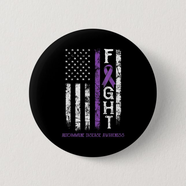 Autoimmune disease warrior us flag Artwork Button (Front)
